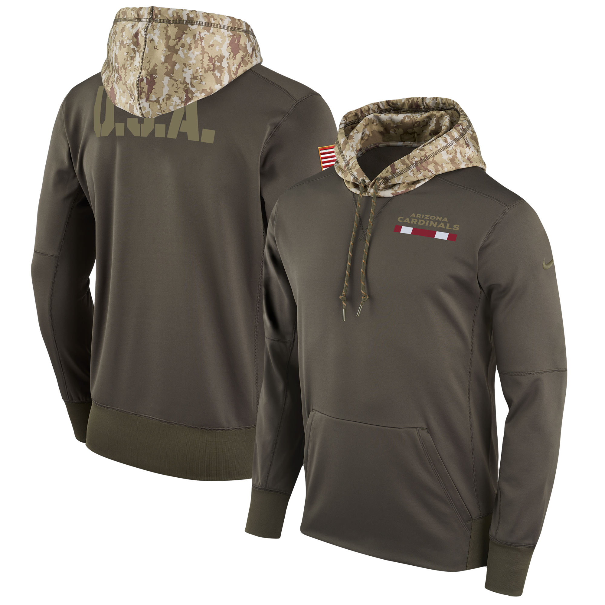 Men NFL Arizona Cardinals Nike Olive Salute To Service Hoodie Green